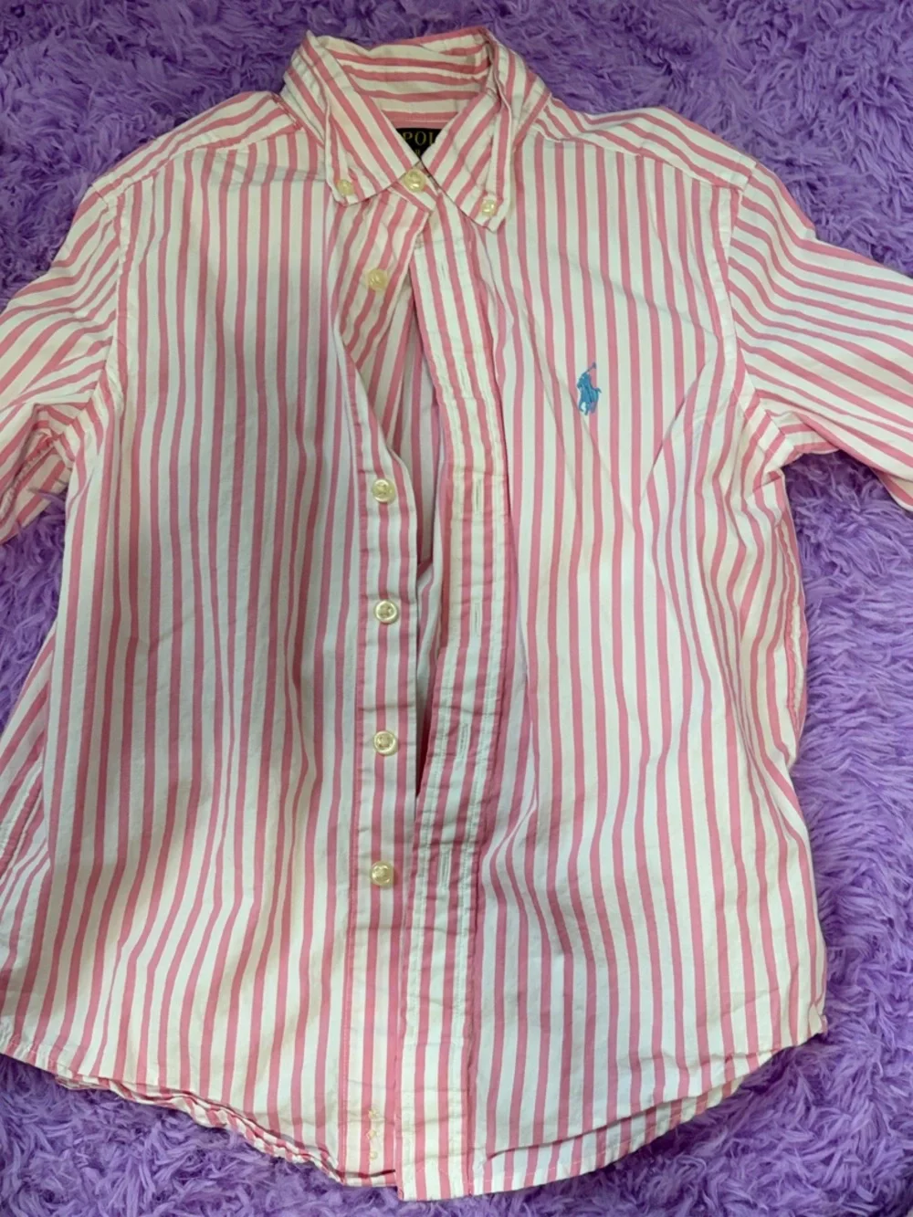 Ralph Lauren Pink & White Striped Oxford Shirt